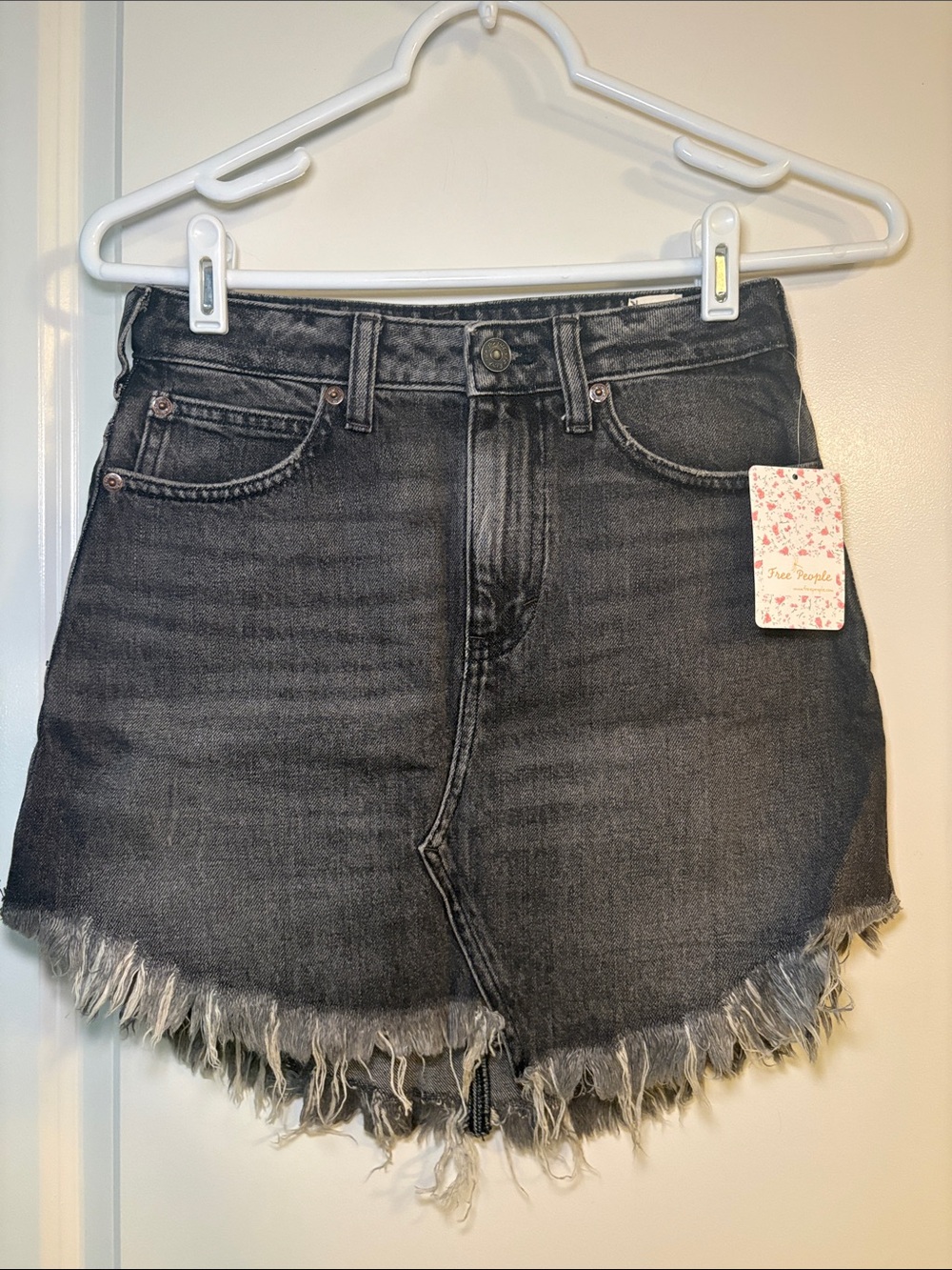 Free People Black Frayed Hem Denim Skirt- Multiple Available!